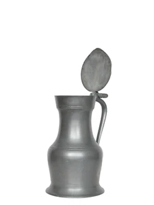 antiguo vintage antiguo pesado francés grande con marca jarra de estaño de peltre - Imagen 1 de 12