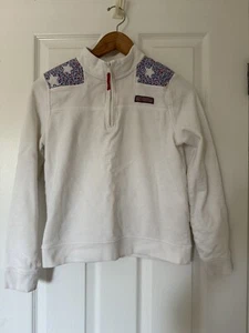 Vineyard Vines Pullover Quarter Zip Sweater Sweatshirt White Whale Girl L 14 - Picture 1 of 6