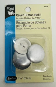 DRITZ "COVER BUTTON REFILL" 1-1/8" (2.8cm) 3 Buttons - For #14 Kit- Aluminum NEW - Picture 1 of 3