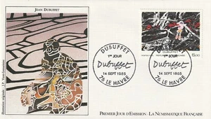 Enveloppe 1er jour 1985 Numismatique Tableau Jean Dubuffet Peintre - Imagen 1 de 2