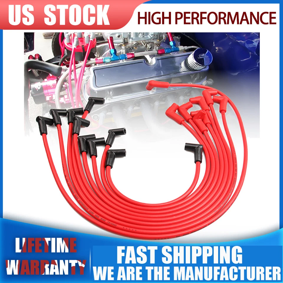 9pcs 4048 8mm Male Hei Spark Plug Ignition Wire for Chevrolet Buick GMC Dodge