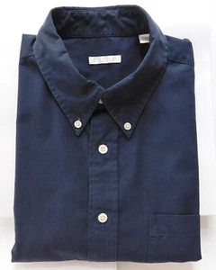 Mens Halogen shirt M with button down collar Chest pocket Navy blue Cotton KL - Picture 1 of 4