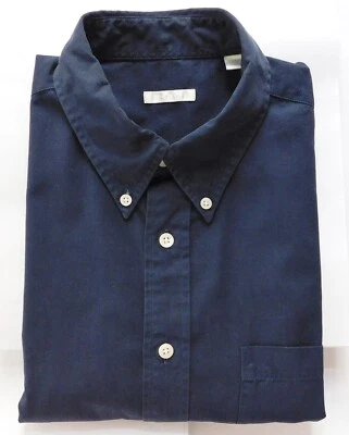 Mens Halogen shirt M with button down collar Chest pocket Navy blue Cotton KL - Image 1 of 4