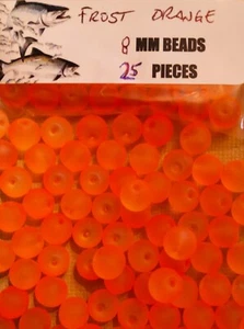 UV sinking Fishing Premium Trout/Salmon/Steelhead Beads 8mm 25ct frost orange - Picture 1 of 3