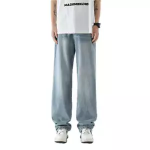 Men's Long Pants Loose Wide Leg Trousers Mid Waist Straight Leg Bottoms All Matc - Picture 1 of 6