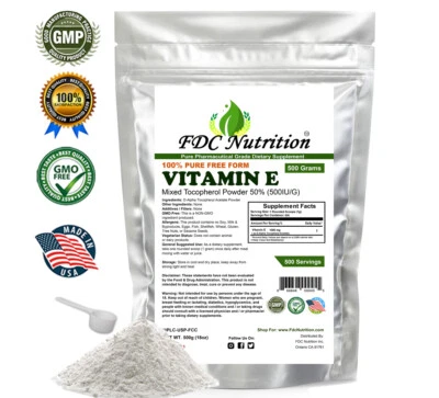 Vitamina E 500 gramos (18 oz) 500 UI polvo D-alfa acetato de tocoferilo Foto 1 de 4