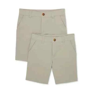 2Pk Wonder Nation Boys School Uniform Flat Front Shorts 10 Beige Pull-On - Picture 1 of 3
