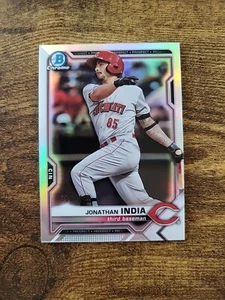 2021 Topps Bowman Chrome Jonathan India Refractor #/499 #BCP-46 Cincinnati Reds - Picture 1 of 2