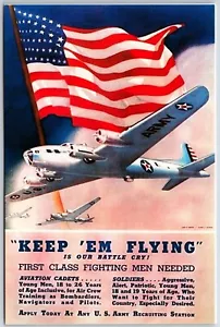 1940s Keep 'Em Flying! WWII Army Air Corp 4x6" postcard - Picture 1 of 2