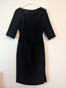 LK Bennett DR Mariana Schlüsselloch 3/4-Ärmel Kleid Größe 2 schwarz asymmetrisch gefüttert - Bild 1 von 8