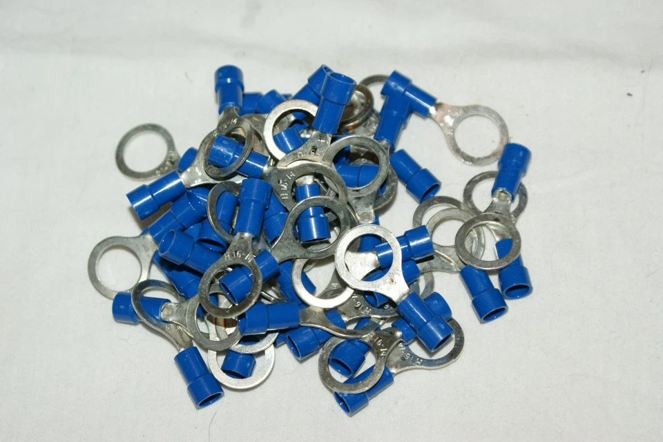 (25) 3/8" Blue 16-14 Ga AWG Gauge Car Power Wire Ring Terminals Connectors Crimp - Image 1 of 1