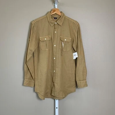 Новый с Ярлыками для мальчиков GAP одежды краситель хаки Summer стирка льна рулон вкладка рубашка на пуговицах, XXL - Изображение 1 из 4