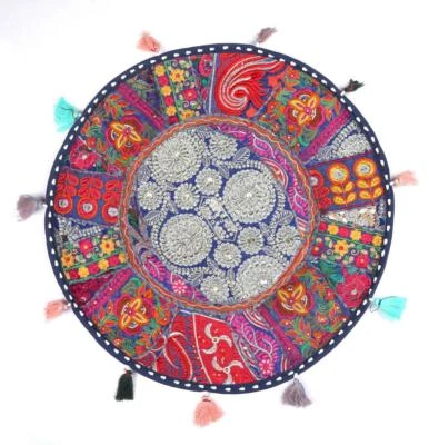 22" Pillow Cover Throw/Tapestry/Bean Bag Large With Bohemian Patchwork  Blue - Image 1 of 2