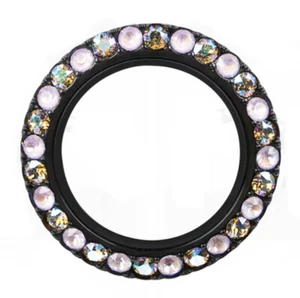 Origami Owl LARGE BLACK LIVING LOCKET FACE ONLY w/PINK CANDY Multi Crystals NEW! - Picture 1 of 2