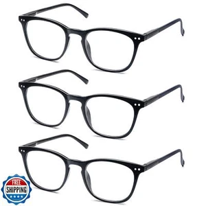 HAPJOYS 3 Pack Reading Glasses Women Men Stylish Oval Readers Flexible Spring - Picture 1 of 5