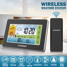 ELEGIANT Digital Wireless Color Weather Station Thermometer Humidity Temperature