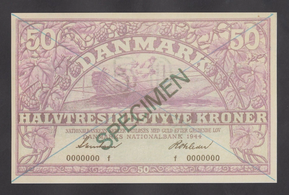 🔴DENMARK  50 Kroner 1944 UNC  *SPECIMEN* 🔴 REPRODUCTION🔴 Foto 1 de 1
