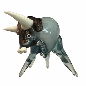 "Escultura de toro Tauro de vidrio artístico de Murano MCM de colección atribuida a 10""" - Imagen 1 de 8
