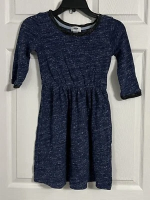 Old Navy Girls Size 8 Regular Long Sleeve Blue And Black Dress  - Image 1 of 4