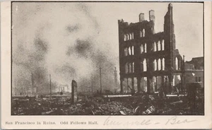 Photo PC San Francisco California 1906 Earthquake Odd Fellows Hall Ruins - Picture 1 of 2