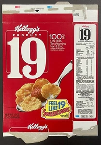 Vintage 1989 Kellogg’s Product 19 Feel Like 19 Sweepstakes Used Cereal Box - Picture 1 of 2