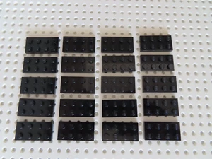 Lego 20 x flache Platte Bauplatte 3020 2x4 Noppen schwarz - Bild 1 von 1