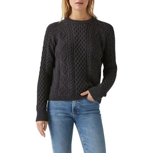 Michael Stars Navy Blue Cable Knit Sweater Size S Chunky Heavyweight Pullover - Picture 1 of 10