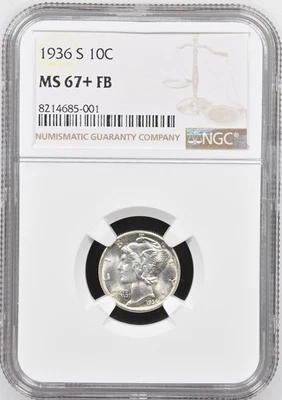 1936 S Mercury Dime NGC MS67+ FB - Image 1 of 4