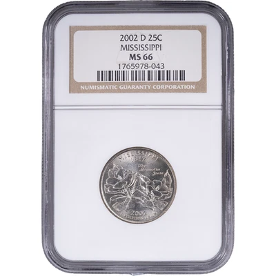 2002-D Mississippi State Quarter - Clad ~ NGC MS 66 - Image 1 of 2
