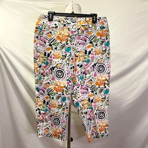 BAMBOO TRADERS Abstract Multicolor Stretch Capri Crop Pants Size 12P - Picture 1 of 4