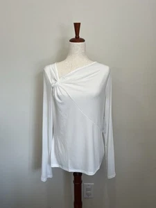 NWT $60 DKNY Side Knotted Ivory Shirt Top  Women’s Size Large - Picture 1 of 6