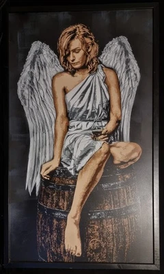 ELKI Angels Share SIGNIERT PAINTING +sticker banksy shepard fairey pejac - Bild 1 von 4