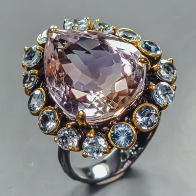 Joyería Hecho a Mano 20 quilates Anillo Ametrino Natural Plata de Ley 925 Talla 7/R445088 Foto 1 de 4