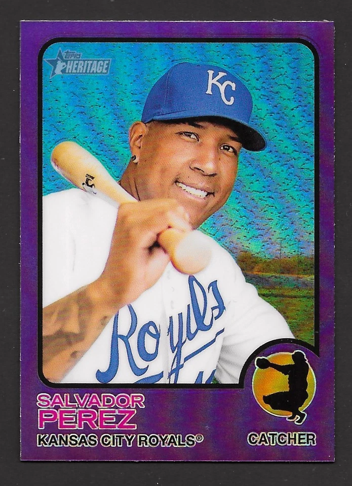 2022 Topps Heritage Chrome Purple Refractors #267 Salvador Perez Royals  - Image 1 of 1