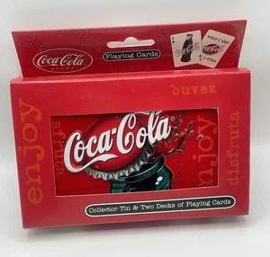 Coca Cola Coke Collector's Tin 2 Decks of Sealed Playing Cards NEW Bicycle Brand - Picture 1 of 8