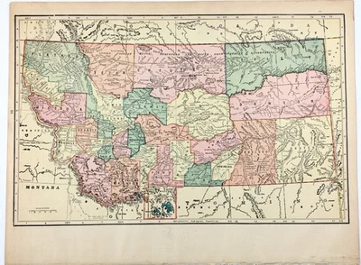 1903 MONTANA Map ORIGINAL - MISSOULA - BUTTE - CUSTER - HELENA - Image 1 of 3