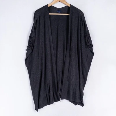 Splendid Sweater M/L Charcoal Gray Open Front Rib Knit Cashmere Blend Layering - Image 1 of 4
