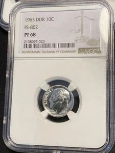 1963 Roosevelt Dime Doubled Die Reverse FS-802 PF68 NGC - Picture 1 of 5