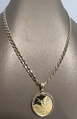 24K Libertad доказательство золотой монеты подвеска новый и 14K новый как моряк ссылка ожерелье - Изображение 1 из 4