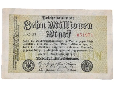 Germany 10 Million Mark 1923 Banknote – "Zehn Millionen Mark"  Hyperinflation - Image 1 of 4