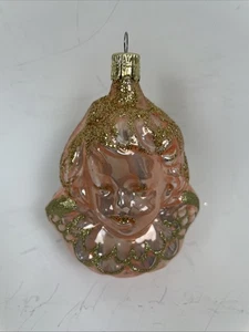 Adorno de Navidad de ángel de vidrio soplado rosa vintage Alemania - Imagen 1 de 10