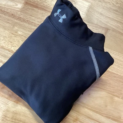 EUC Mens Under Armour Mock Neck Compression Heat Gear - Black/Gray Small - Image 1 of 4