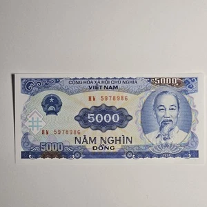 ONE (1) 1991 Vietnam 5000 Dong Đồng Banknote Note Bill Currency Uncirculated UNC - Picture 1 of 2