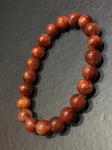 9mm Natural Red hair Rutilated Quartz Crystal Beads Bracelet - Picture 1 of 9