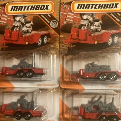 Remolque Matchbox 2020 #99 MBX bicicleta motocicleta chopper y fatboy rojo lote de 4 Foto 1 de 4