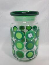 Anchor Hocking Christmas Candy Jar Green With Snowflakes