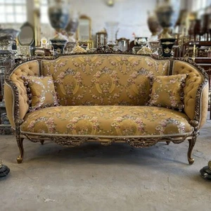 Mustard Sofa Baroque Style Interior Design Gold Details French - Picture 1 of 4