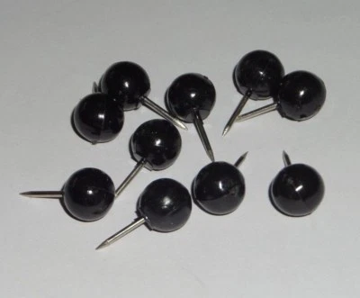 Black Thumb Tacks, Push Pins, Map Pins, Home Office Decor, Cork Memory Board - Image 1 of 2