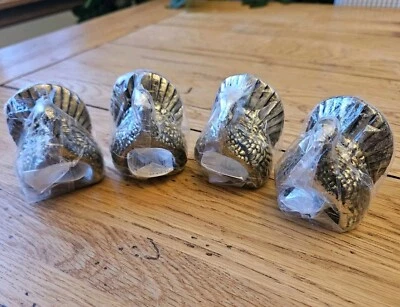 4 servilleteros de pavo Kemp & Beatley nuevos en paquete oro antiguo India Acción de Gracias Foto 1 de 4