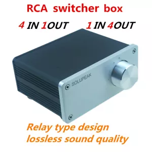 Switcher segnale audio 4 ingressi 1 uscita stereo hifi RCA scatola selettore splitter switch - Foto 1 di 6